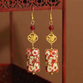 Spring Never Late - Maple Red Enamel Earrings