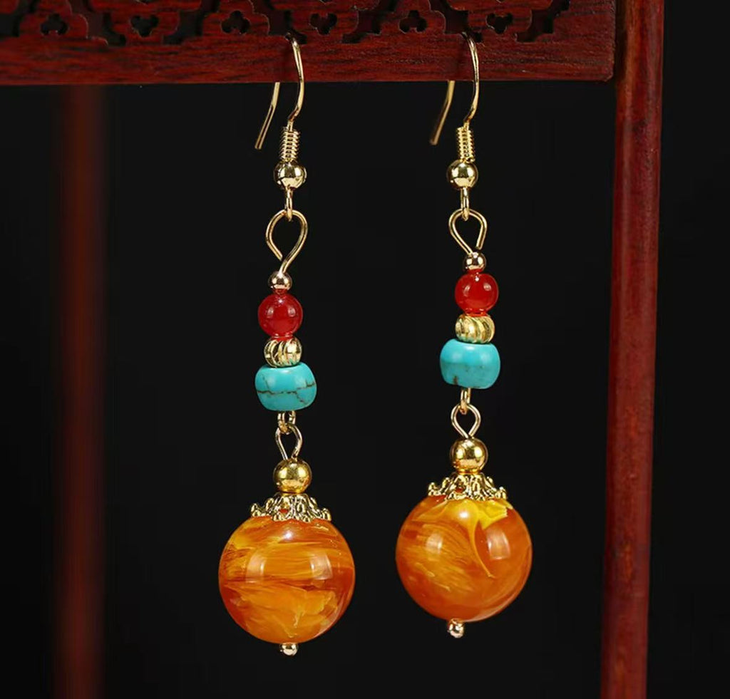 Jade Garden - Amber Flow Statement Earrings